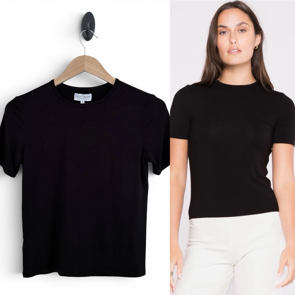 Ripley Rader Women's Size 3 Medium Black Short Sleeves Fitted Tee Shirt Top NWT